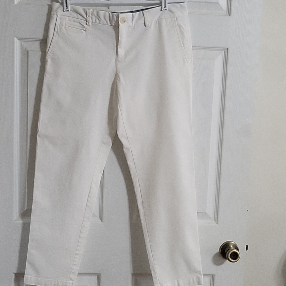 Banana Republic Women’s White Stretch Straight Leg Pants Size 10 Office Casual
